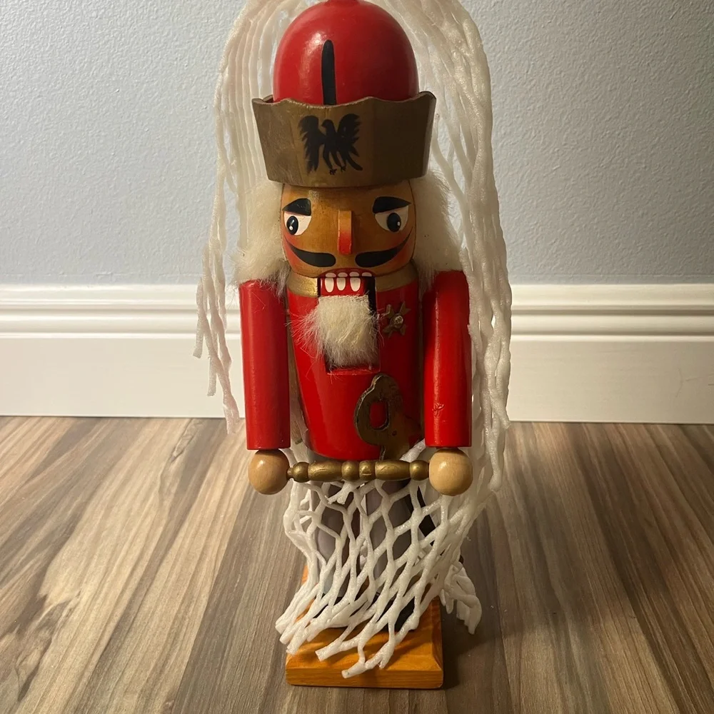 Vintage 15” Holiday Nutcracker With Original Box Red gold black